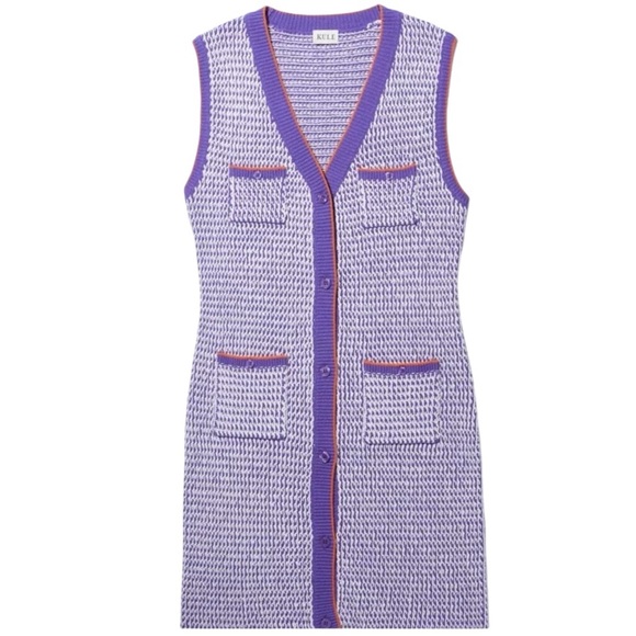 New KULE x Anthropologie Virginie M Purple Knit Sleeveless Button Front Sweater - Picture 7 of 15